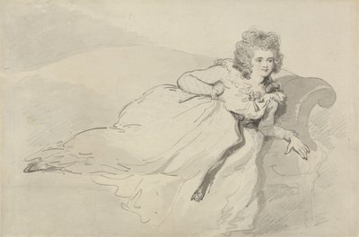 Mrs. Abington, Reclining on a Couch by Thomas Rowlandson